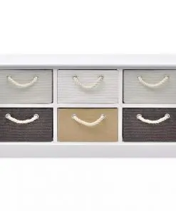 vidaXL Storage Bench 6 Drawers Wood