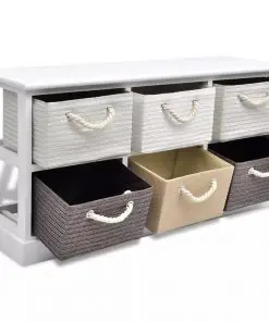 vidaXL Storage Bench 6 Drawers Wood