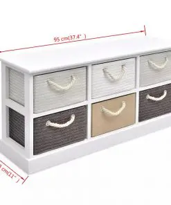 vidaXL Storage Bench 6 Drawers Wood