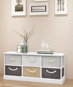 vidaXL Storage Bench 6 Drawers Wood