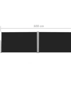 vidaXL Retractable Side Awning 180×600 cm Black