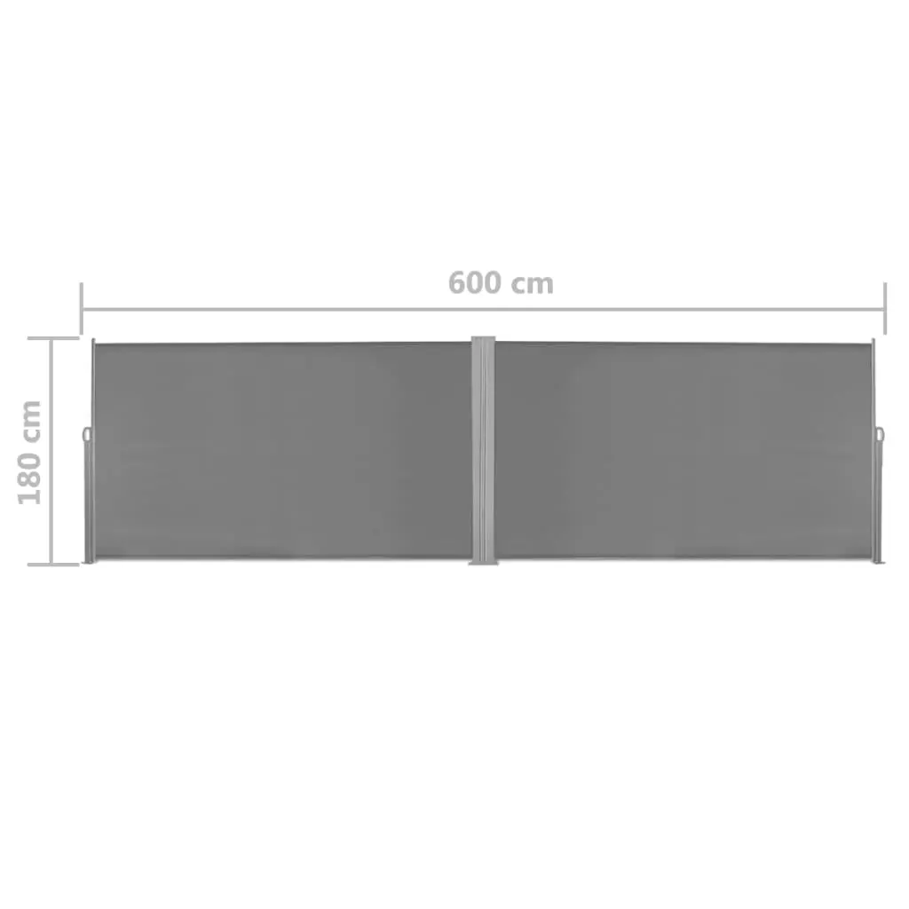 vidaXL Retractable Side Awning 180×600 cm Grey