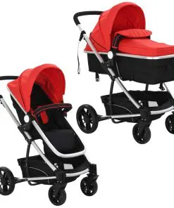 vidaXL 2-in-1 Baby Stroller/Pram Aluminium Red and Black