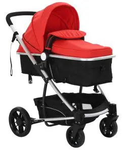 vidaXL 2-in-1 Baby Stroller/Pram Aluminium Red and Black