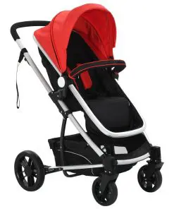 vidaXL 2-in-1 Baby Stroller/Pram Aluminium Red and Black