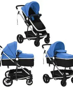 vidaXL 2-in-1 Baby Stroller/Pram Aluminium Blue and Black