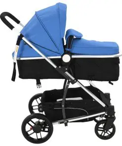 vidaXL 2-in-1 Baby Stroller/Pram Aluminium Blue and Black