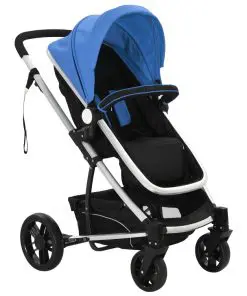 vidaXL 2-in-1 Baby Stroller/Pram Aluminium Blue and Black