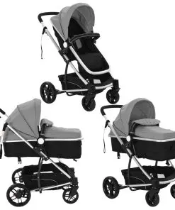 vidaXL 2-in-1 Baby Stroller/Pram Aluminium Grey and Black