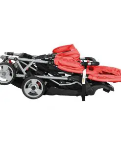 vidaXL Tandem Stroller Steel Red and Black