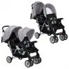 vidaXL Tandem Stroller Steel Grey and Black