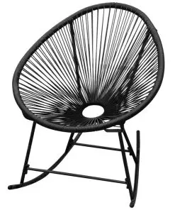 vidaXL Outdoor Rocking Chair Black Poly Rattan