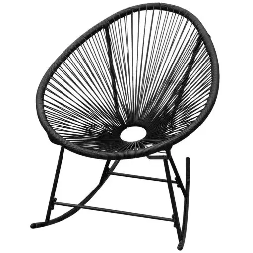 vidaXL Outdoor Rocking Chair Black Poly Rattan