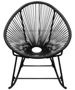 vidaXL Outdoor Rocking Chair Black Poly Rattan