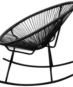 vidaXL Outdoor Rocking Chair Black Poly Rattan