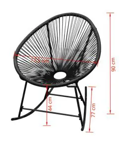 vidaXL Outdoor Rocking Chair Black Poly Rattan