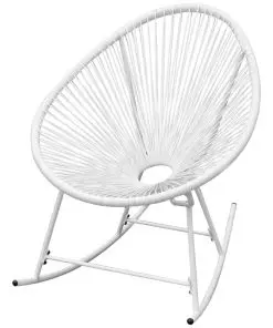 vidaXL Outdoor Rocking Chair White Poly Rattan