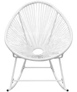 vidaXL Outdoor Rocking Chair White Poly Rattan
