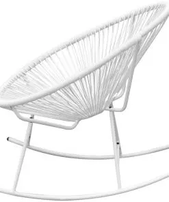 vidaXL Outdoor Rocking Chair White Poly Rattan