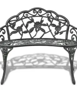 vidaXL Garden Bench 100 cm Cast Aluminium Green