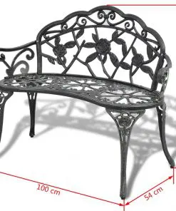 vidaXL Garden Bench 100 cm Cast Aluminium Green