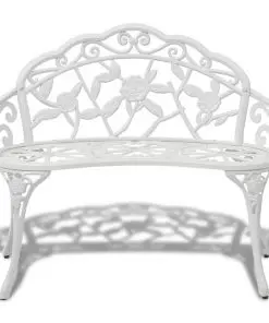 vidaXL Garden Bench 100 cm Cast Aluminium White
