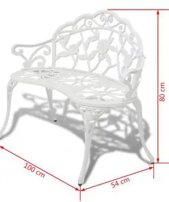 vidaXL Garden Bench 100 cm Cast Aluminium White
