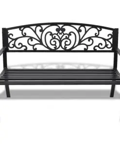 vidaXL Garden Bench 127 cm Cast Iron Black