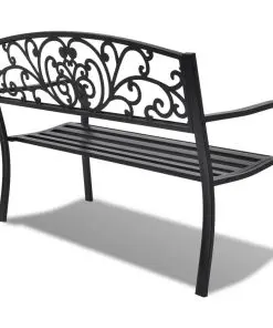 vidaXL Garden Bench 127 cm Cast Iron Black