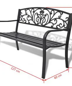 vidaXL Garden Bench 127 cm Cast Iron Black