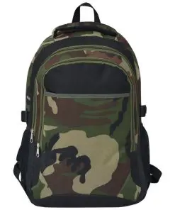 vidaXL School Backpack 40 L Black and Camouflage