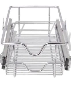 vidaXL Pull-Out Wire Baskets 2 pcs Silver 300 mm