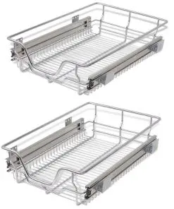 vidaXL Pull-Out Wire Baskets 2 pcs Silver 400 mm