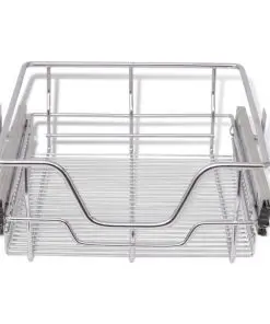 vidaXL Pull-Out Wire Baskets 2 pcs Silver 400 mm