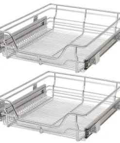 vidaXL Pull-Out Wire Baskets 2 pcs Silver 500 mm