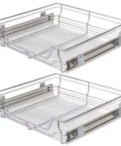 vidaXL Pull-Out Wire Baskets 2 pcs Silver 600 mm