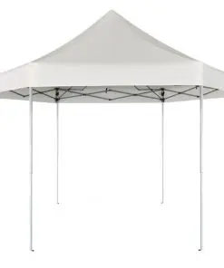 vidaXL Hexagonal Pop-Up Foldable Marquee Cream White 3.6×3.1 m