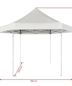 vidaXL Hexagonal Pop-Up Foldable Marquee Cream White 3.6×3.1 m