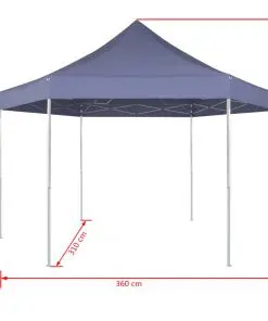 vidaXL Hexagonal Pop-Up Foldable Marquee Dark Blue 3.6×3.1 m