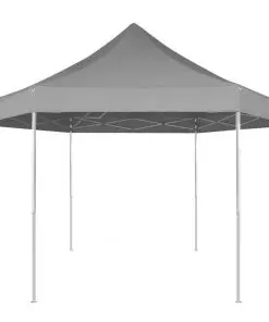 vidaXL Hexagonal Pop-Up Foldable Marquee Grey 3.6×3.1 m