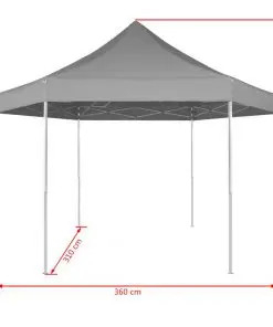 vidaXL Hexagonal Pop-Up Foldable Marquee Grey 3.6×3.1 m