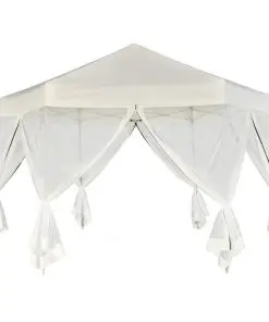 vidaXL Hexagonal Pop-Up Marquee with 6 Sidewalls Cream White 3.6×3.1 m