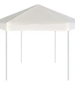 vidaXL Hexagonal Pop-Up Marquee with 6 Sidewalls Cream White 3.6×3.1 m