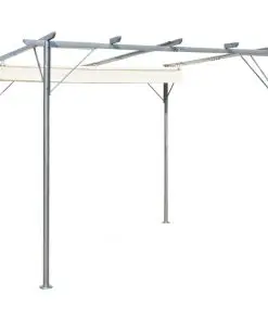 vidaXL Pergola with Retractable Roof Cream White Steel 3×3 m