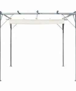 vidaXL Pergola with Retractable Roof Cream White Steel 3×3 m