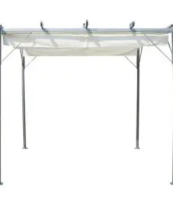 vidaXL Pergola with Retractable Roof Cream White Steel 3×3 m