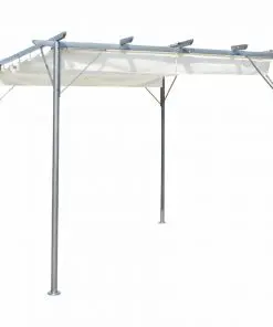 vidaXL Pergola with Retractable Roof Cream White Steel 3×3 m