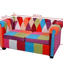 vidaXL Chesterfield Sofa 2-Seater Fabric