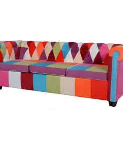 vidaXL Chesterfield Sofa 3-Seater Fabric