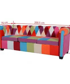 vidaXL Chesterfield Sofa 3-Seater Fabric
